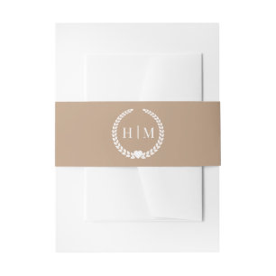 Simple Minimalist Champagne Beige Monogram Invitation Belly Band