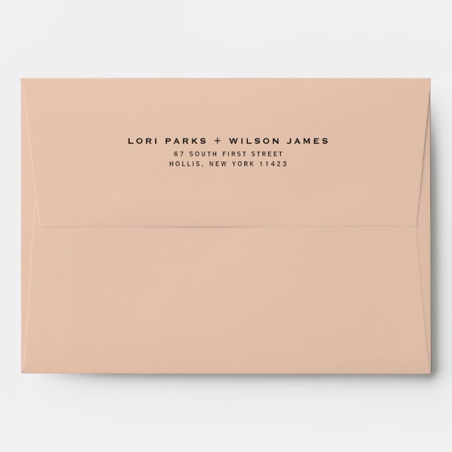 Simple Minimalist Champagne Printed Return Address Envelope (Back (Top Flap))