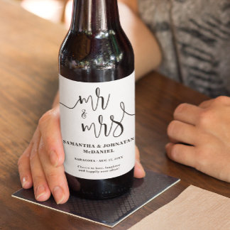 Simple Minimalist Cheers Wedding Beer Bottle Label
