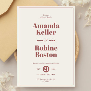 Simple Minimalist Chic Elegant Wedding Invitation