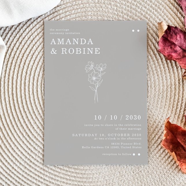 Simple Minimalist Chic Flower Wedding Invitation (Creator Uploaded)