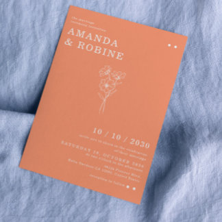 Simple Minimalist Chic Flower Wedding Invitation