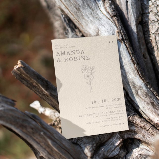 Simple Minimalist Chic Flower Wedding Invitation (Creator Uploaded)