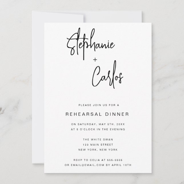 Simple Minimalist Chic Rehearsal Dinner Invitation (Front)