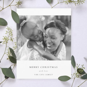 Simple Minimalist Chirstmas Black and White Photo Holiday Card