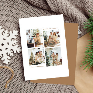 Simple Minimalist Christmas Four Photo Typography Holiday Card