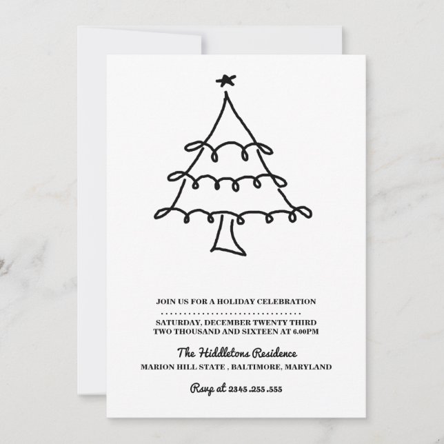 Simple Minimalist Christmas Tree Holiday Party (Front)