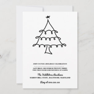 Simple Minimalist Christmas Tree Holiday Party Card