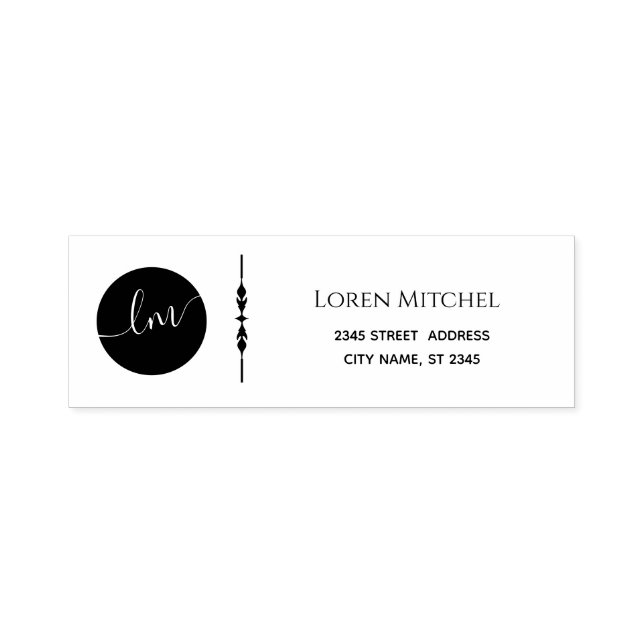 Simple minimalist circle monogram elegant business self-inking stamp (Design)