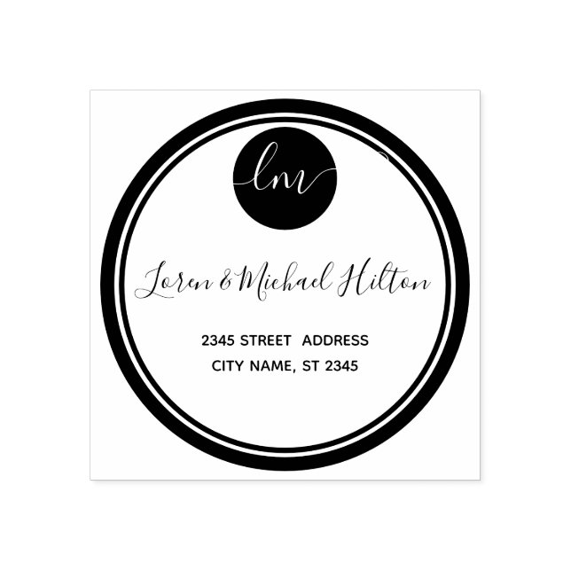 Simple minimalist circle monogram typography rubber stamp (Imprint)