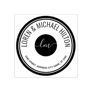 Simple minimalist circle monogram typography rubber stamp