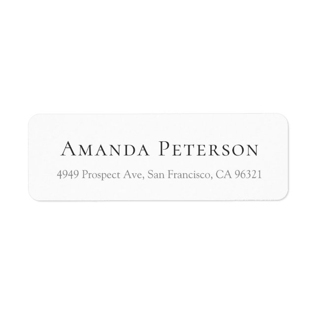 Simple Minimalist Classic White Return Address Label (Front)