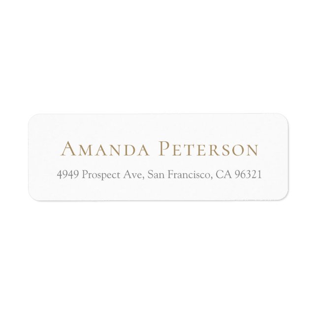 Simple Minimalist Classic White Return Address Label (Front)