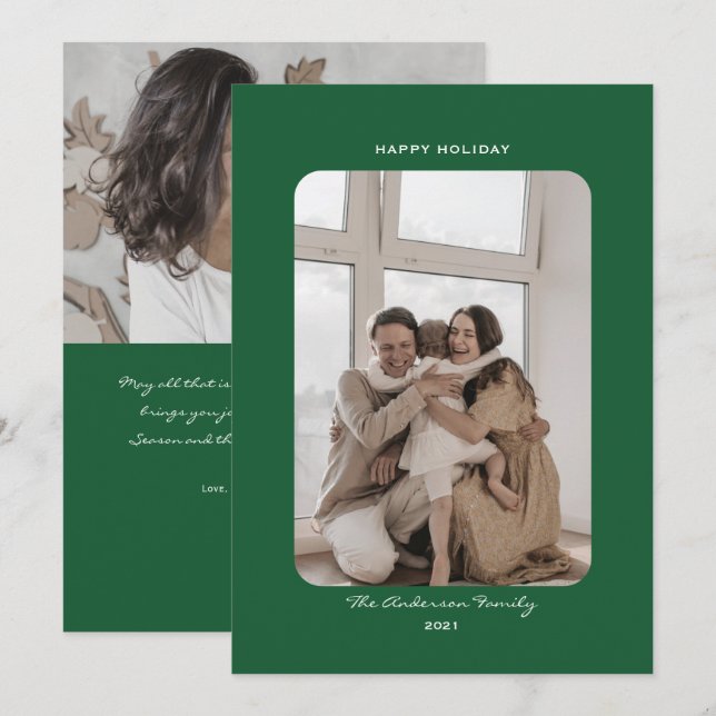 Simple minimalist clean photo holiday card (Front/Back)