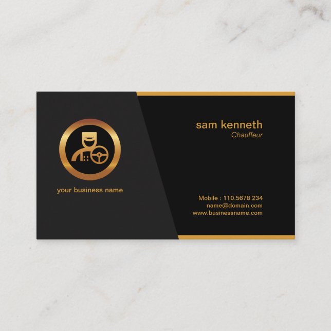 Simple Minimalist Clean Professional Chauffeur Business Card (Front)