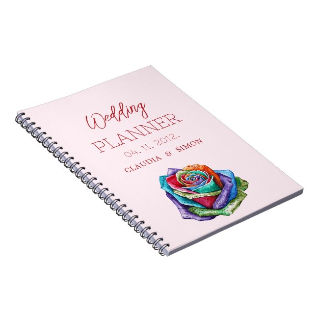 Simple Minimalist Colourful Rose Wedding Planner  Notebook (Right Side)
