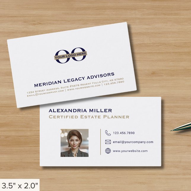Simple Minimalist Company Logo Employee Photo Business Card (Creator Uploaded)