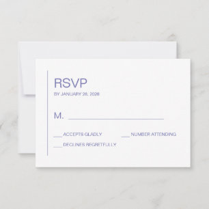 Simple minimalist contemporary periwinkle wedding RSVP card