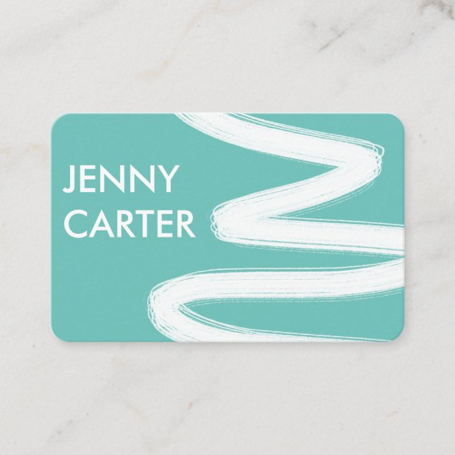 Simple Minimalist Cool Squiggle Brushstrokes Business Card (Front)