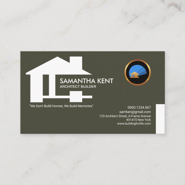 Simple Minimalist Creative Builder Architect Business Card (Front)