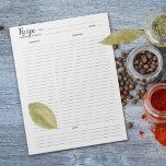 Simple Minimalist Culinary Recipe Notepad<br><div class="desc">A simple minimalist notepad for recipe organisation.</div>