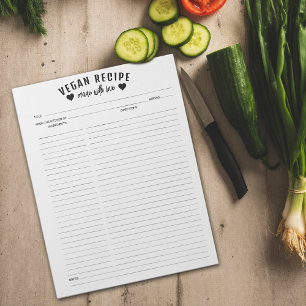 Simple Minimalist Culinary Vegan Recipe Notepad