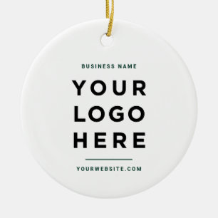 Simple Minimalist   Custom Business Logo Green Ceramic Ornament