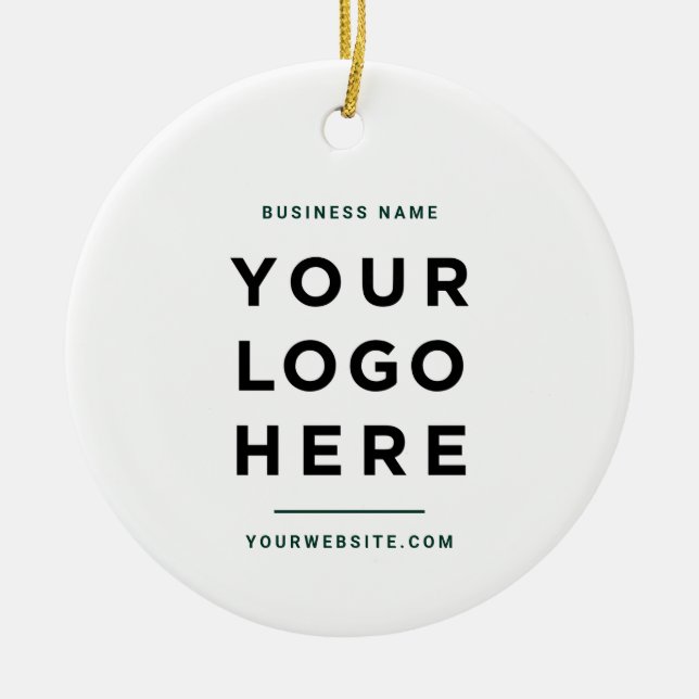 Simple Minimalist | Custom Business Logo Green Ceramic Ornament (Front)