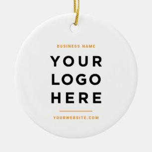 Simple Minimalist Custom Business Logo Tangerine Ceramic Ornament