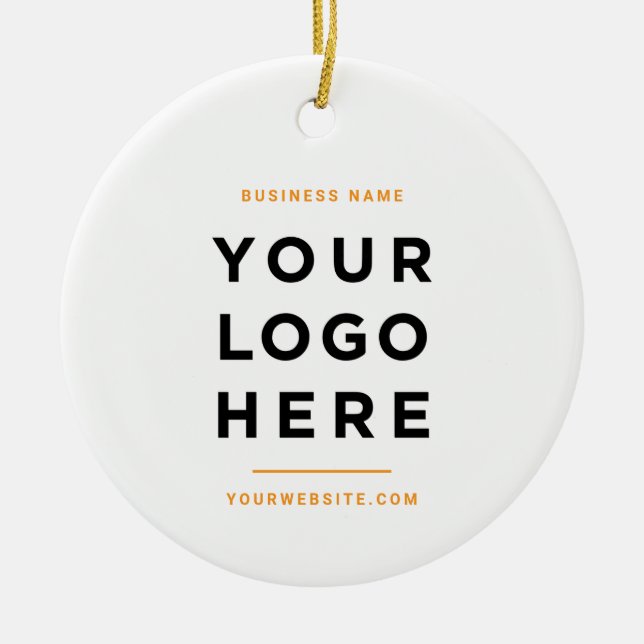Simple Minimalist | Custom Business Logo Tangerine Ceramic Ornament (Front)