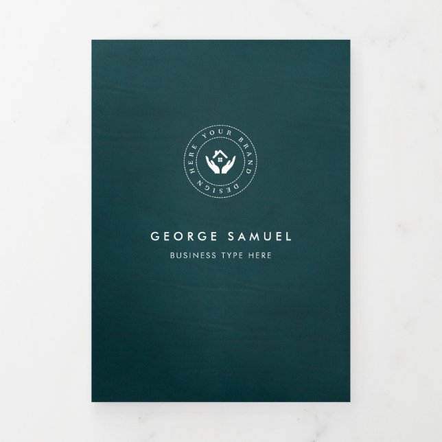Simple Minimalist Custom Logo & Image business Tri-Fold Card (Cover)