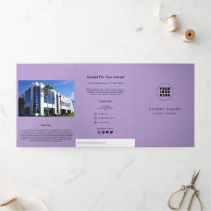 Simple Minimalist Custom Logo & Image business Tri-Fold Card