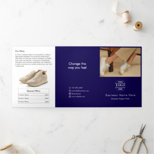 Simple Minimalist Custom Logo & Image business Tri-Fold Invitation
