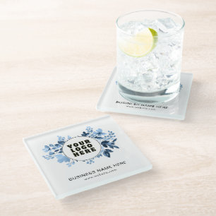 Simple Minimalist Custom Logo & Text   Glass Coaster