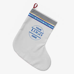 Simple Minimalist Custom Logo & Text Large Christmas Stocking