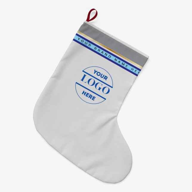 Simple Minimalist Custom Logo & Text   Large Christmas Stocking (Front (Hanging))