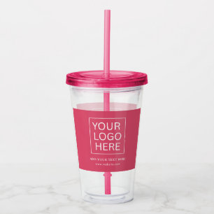 Simple Minimalist Custom Logo & Text Promotional Acrylic Tumbler