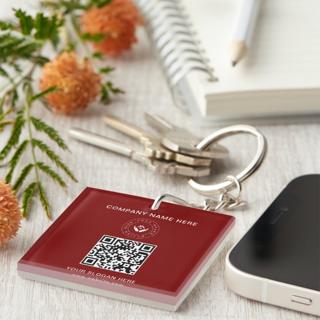 Simple Minimalist Custom Logo & Text Promotional Key Ring (Front Right)