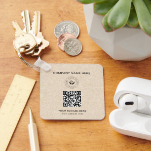 Simple Minimalist Custom Logo & Text Promotional Key Ring