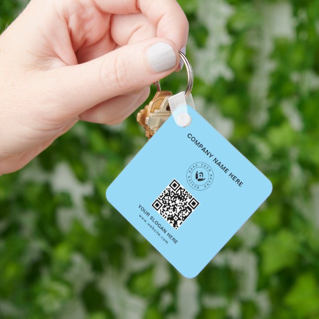 Simple Minimalist Custom Logo & Text Promotional Key Ring (Hand)