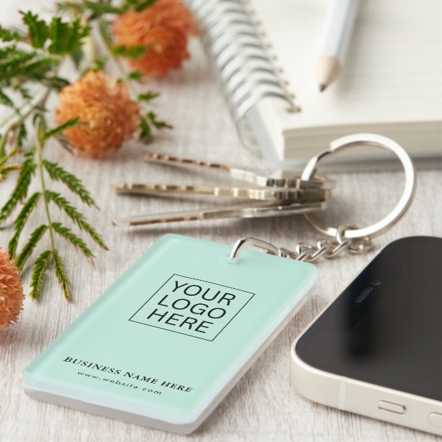 Simple Minimalist Custom Logo & Text Promotional Key Ring (Front Right)