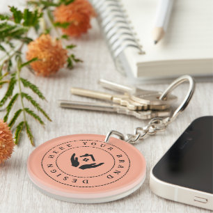 Simple Minimalist Custom Logo & Text Promotional Key Ring