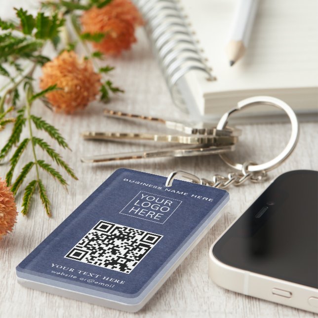 Simple Minimalist Custom Logo & Text Promotional Key Ring (Front Right)