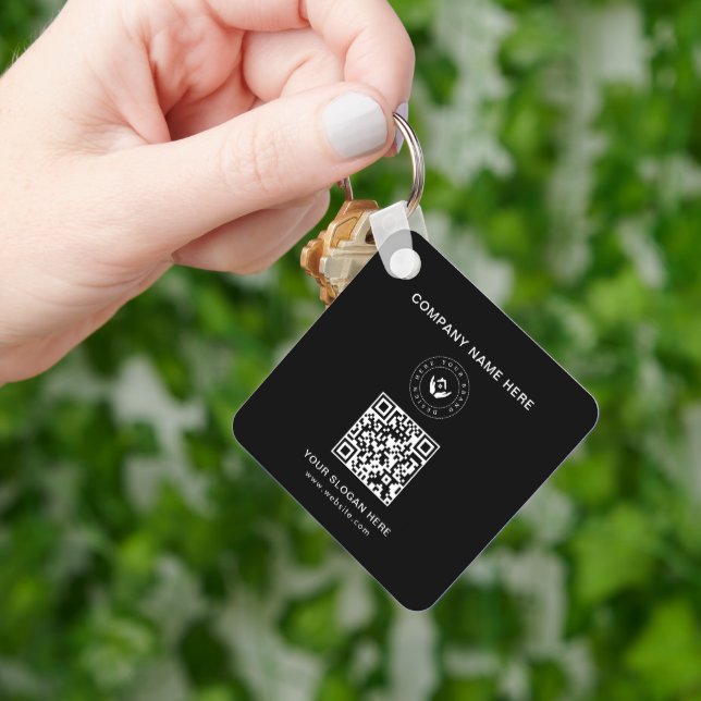 Simple Minimalist Custom Logo & Text Promotional Key Ring (Hand)