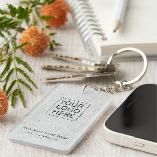 Simple Minimalist Custom Logo & Text Promotional Key Ring