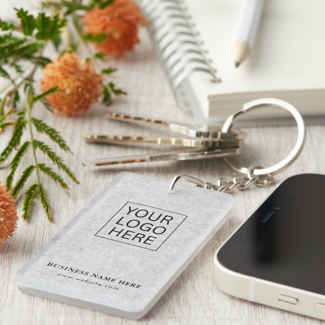 Simple Minimalist Custom Logo & Text Promotional Key Ring (Front Right)