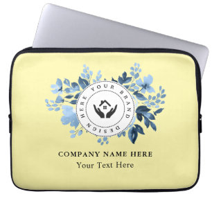 Simple Minimalist Custom Logo & Text Promotional Laptop Sleeve