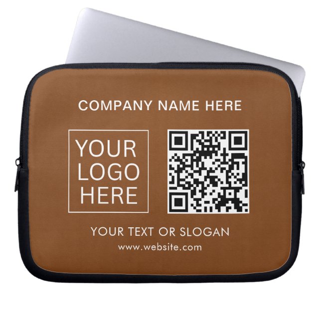 Simple Minimalist Custom Logo & Text Promotional Laptop Sleeve (Front)