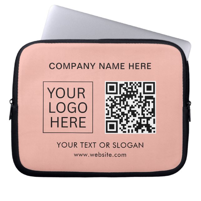 Simple Minimalist Custom Logo & Text Promotional Laptop Sleeve (Front)