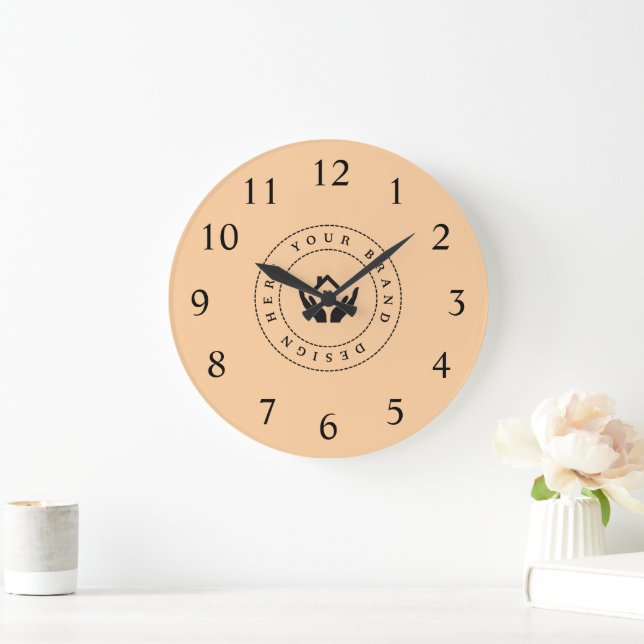 Simple Minimalist Custom Logo & Text Promotional Large Clock (Home)